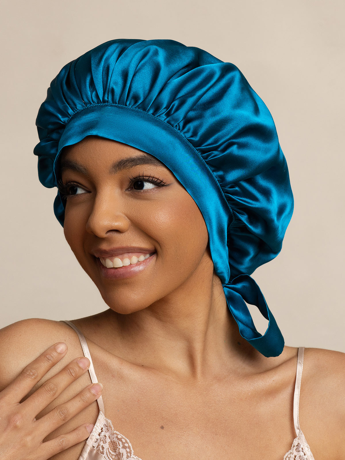 [Kungsblått] SilkSilky-SE Rent Silke Sleep Cap 001