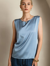 [Gråblå] SilkSilky-SE Sleeveless Round Neck Cami Toppar 004