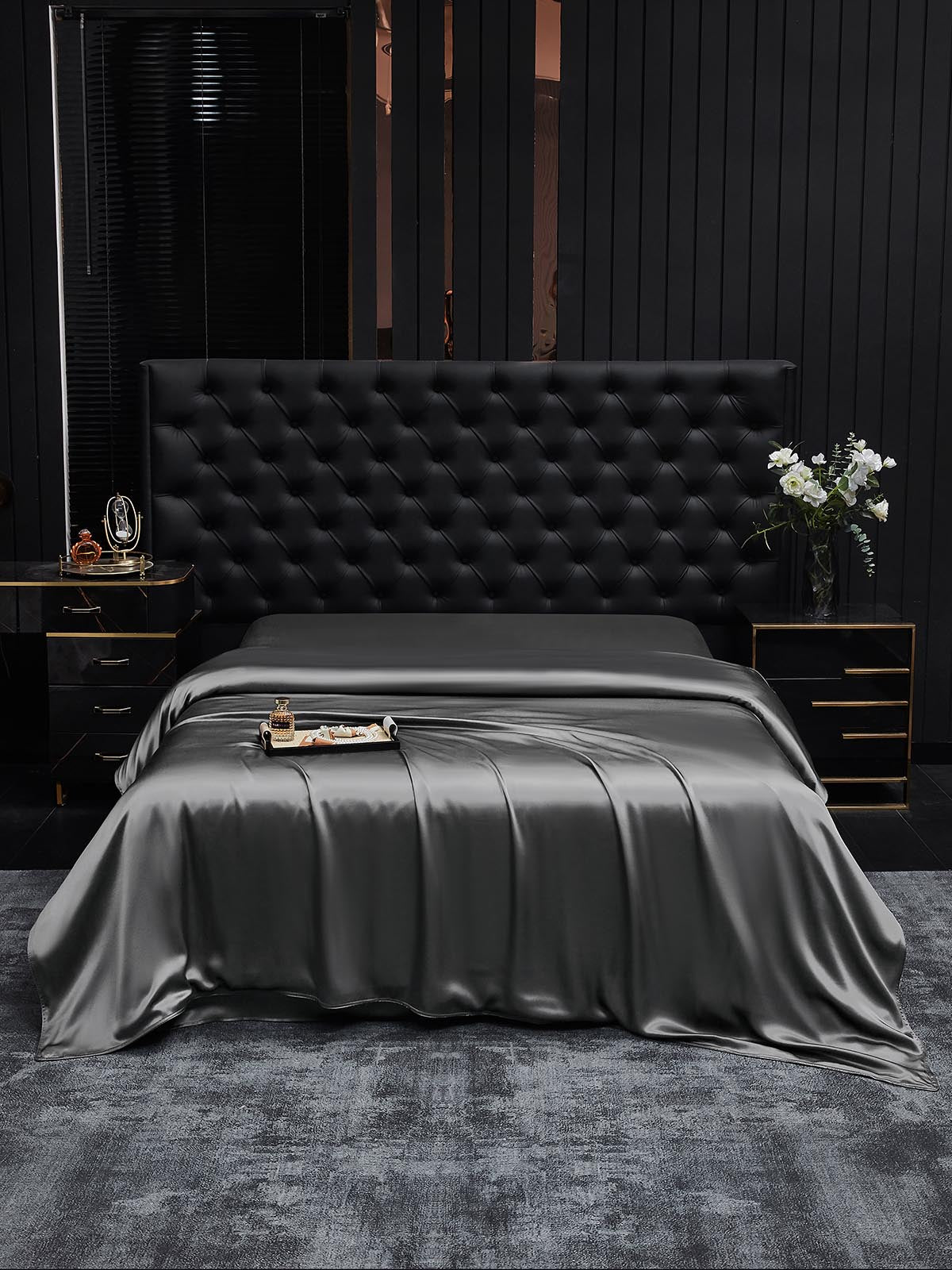 [Mörkgrå] SilkSilky-SE 19Momme Rent Silke Duvet Cover 002