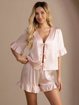 [Rosa] SilkSilky-SE Short Sleeve V Neck Dam Pyjama 001
