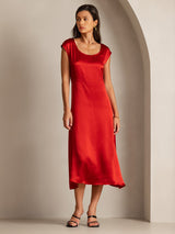 [Vin] SilkSilky-SE Kappärm Scoop Neck Klänning 005