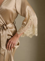 [Champagne] SilkSilky-SE 3/4 Sleeve Dam Morgonrock 005