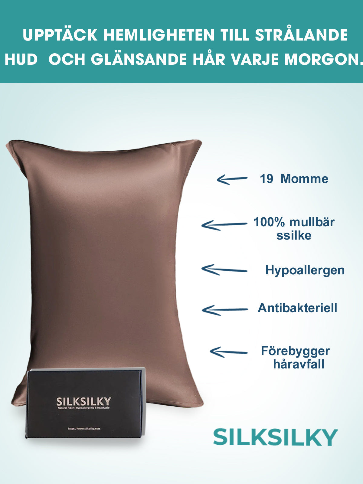 SilkSilky-SE 19Momme Rent Silke Pillowcase Brun 002