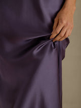 [Lila Grå] SilkSilky-SE Spaghetti Strap V Neck Klänning 005