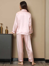 [Rosa] SilkSilky-SE Lång Ärm Notchkrage Dam Pyjama 002