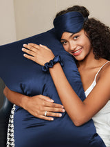 [Mörkblå] SilkSilky-SE 19Momme Rent Silke Pillowcase Set 003