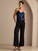 [Mörkblå] SilkSilky-SE Spaghetti Strap V Neck Cami Toppar 006