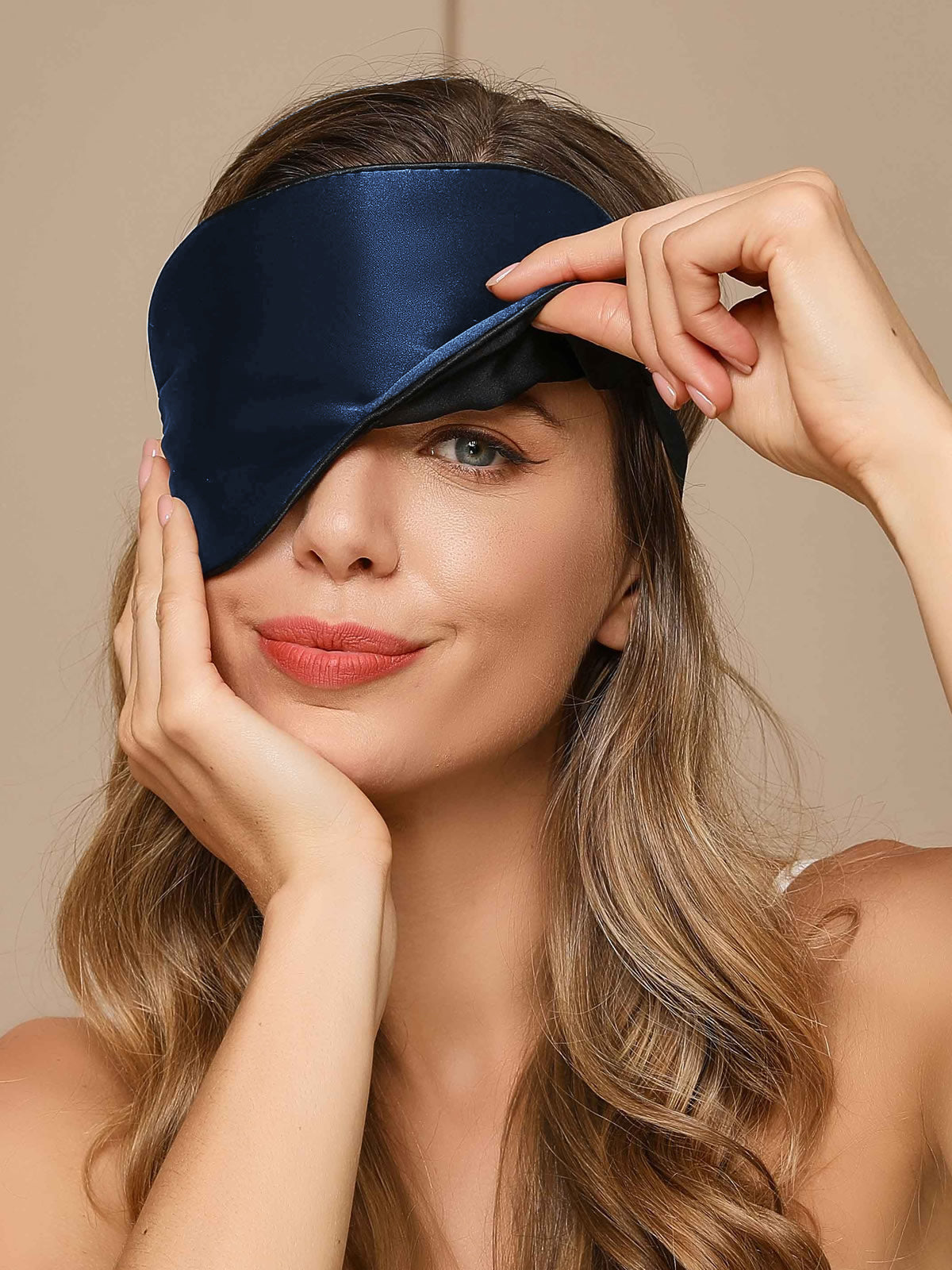 [Mörkblå] SilkSilky-SE 19Momme Rent Silke Eye Mask 002