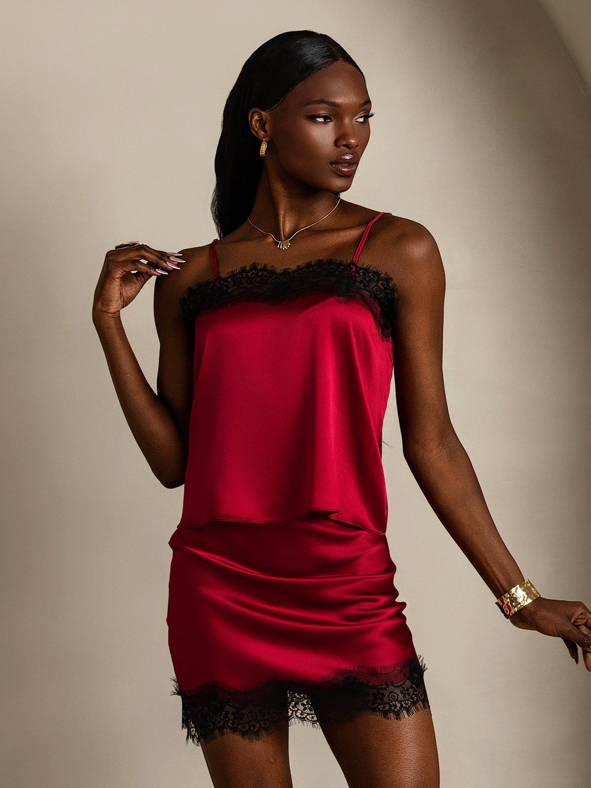 SilkSilky-SE 19Momme Silke Camisole Set Vin 006