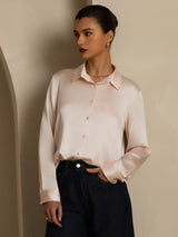 [Ljusrosa] SilkSilky-SE Long Sleeve Lapel Collar Damskjorta 008