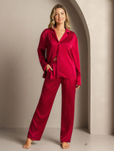 [Vin] SilkSilky-SE 19Momme Lång Ärm Notchkrage Dam Pyjama 003