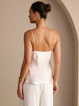 [Beige] SilkSilky-SE Spaghetti Strap V Neck Cami Toppar 002