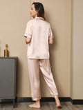 SilkSilky SE Rent Silke Kort Ärm Slag Dam Pyjama Ljusrosa 002