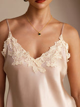 [Rosa] SilkSilky-SE Spaghetti Strap V Neck Cami Toppar 004