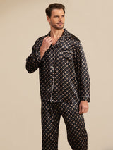 [Svart Kedja] SilkSilky-SE Long Sleeve Lapel Collar Herr Pyjama 002