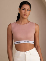 [Rosa] SilkSilky-SE Sleeveless Crew Neck Cami Toppar 001