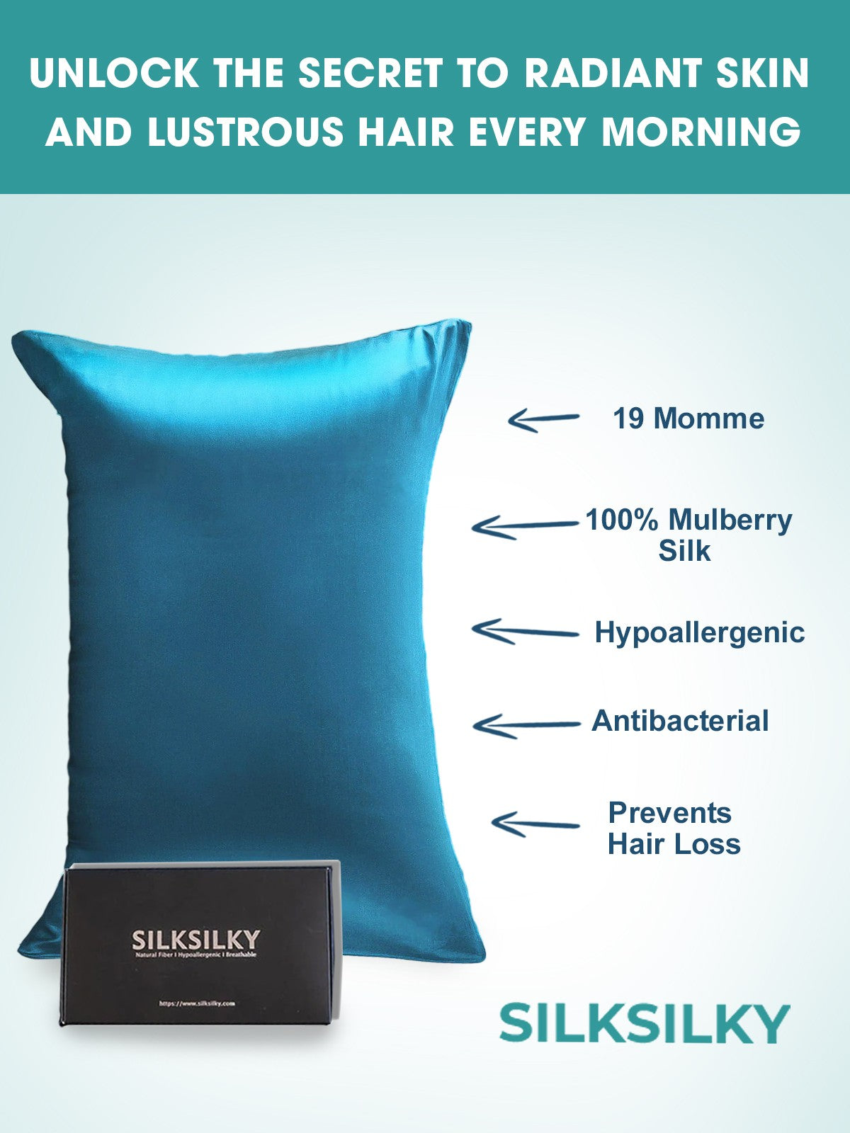 [Kungsblått] SilkSilky-SE 19Momme Rent Silke Pillowcase 003