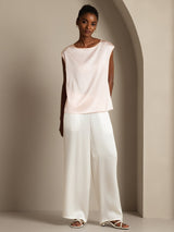 [Rosa] SilkSilky-SE Cap Sleeve Round Neck Dam T-Shirt 005