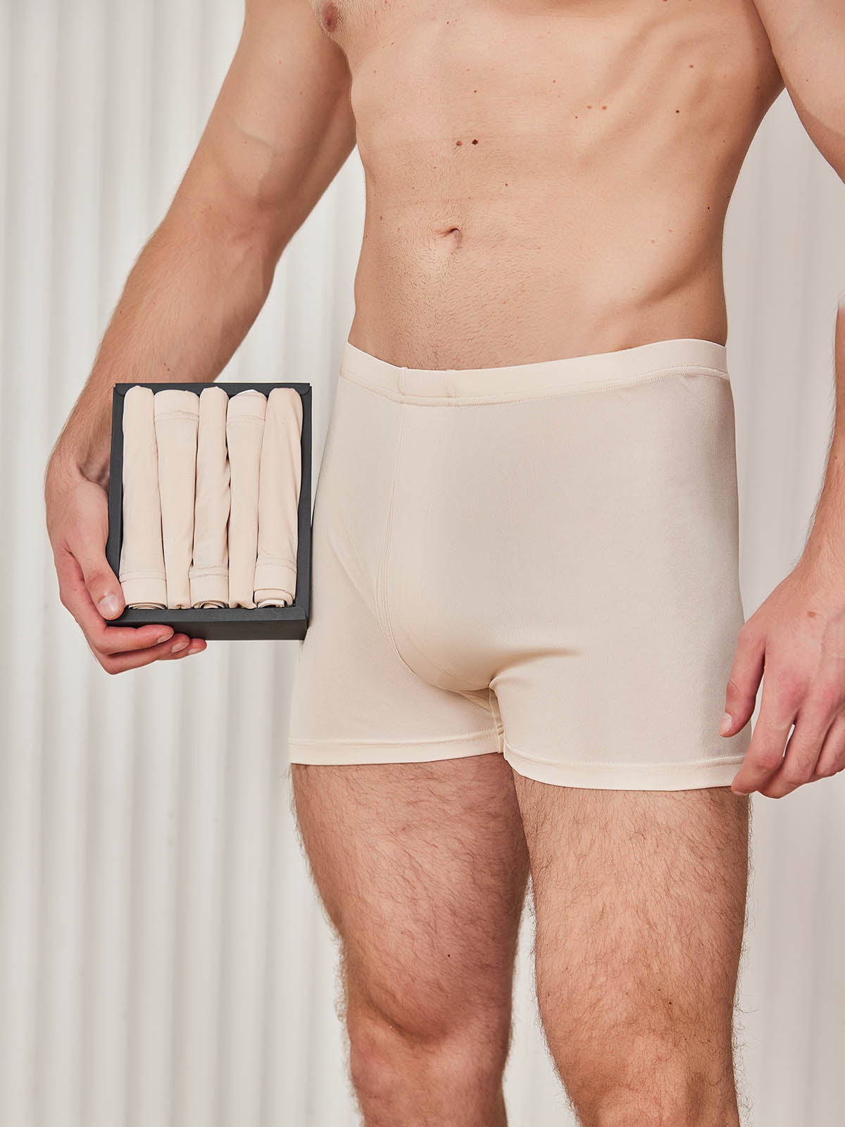 [Beige] SilkSilky-SE Silke Stickad Mens Underwear 001