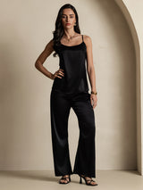 [Svart] SilkSilky-SE Spaghetti Strap Cami Toppar 006