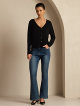 [Svart] SilkSilky-SE Long Sleeve Dam Cardigan 006