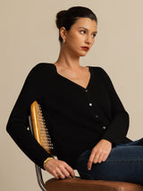 [Svart] SilkSilky-SE Long Sleeve Dam Cardigan 004