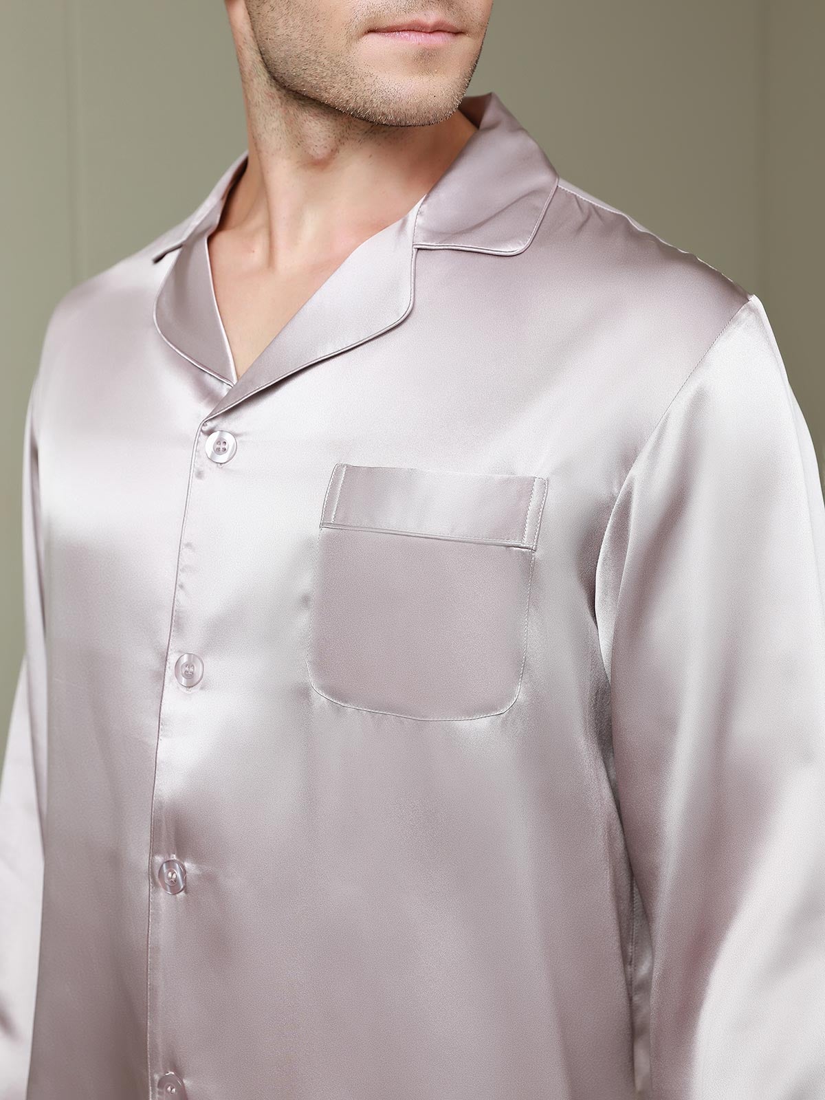 [Blek Mauve] SilkSilky-SE 19Momme Rent Silke Mens Pajamas 008