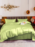 SilkSilky SE 19Momme Rent Silke Bedding Set Mintgrön 002