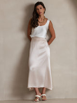 [Vit] SilkSilky-SE Sleeveless Cami Toppar 007