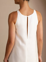 [Vit] SilkSilky-SE Sleeveless Crew Neck Klänning 004