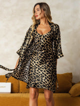 [Leopard] SilkSilky-SE Rent Silke Nightgown&Robe Set 006,