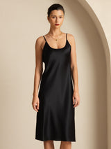 [Svart] SilkSilky-SE Spaghetti Strap Dress 004