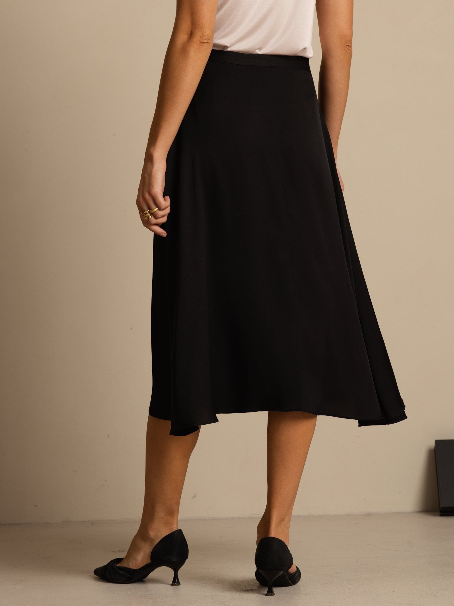 [Svart] SilkSilky-SE 19Momme Silke Skirt 002