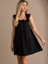 [Svart] SilkSilky-SE Sleeveless Square Neck Nattlinne 001