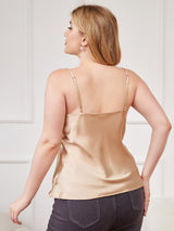 [Champagne] SilkSilky-SE Spaghetti Rem V Ringning Plus Storlek Cami Toppar 002