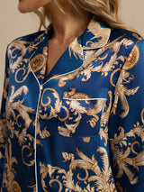 [Navy Drake] SilkSilky-SE Long Sleeve Lapel Collar Dam Pyjama 007