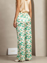 [Grön Blommor] SilkSilky-SE 19Momme Silke Womens Pants 002