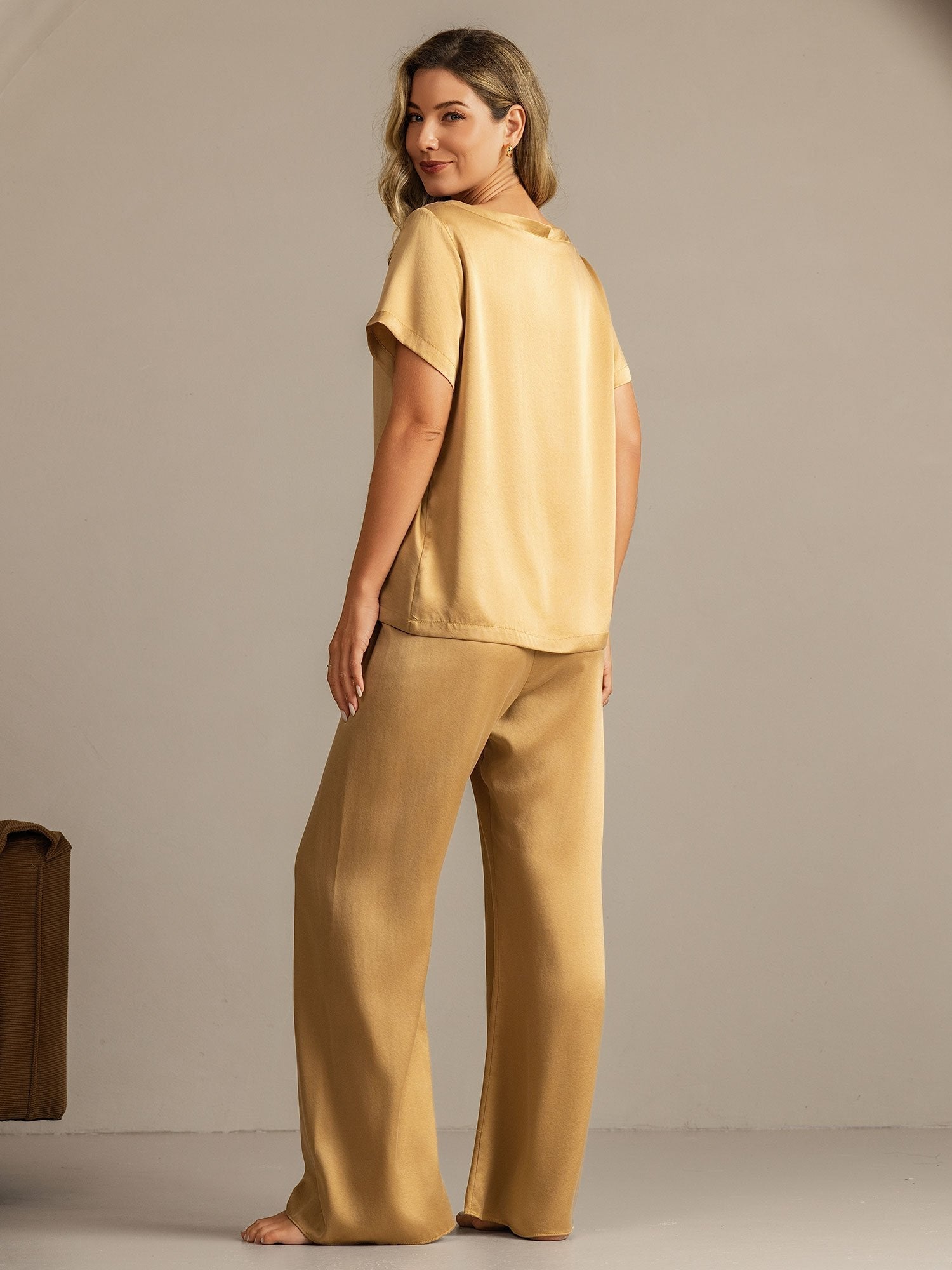 [Tan] SilkSilky-SE 19Momme Silke Womens Pajamas 002
