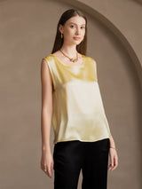 [Ljusgul] SilkSilky-SE Sleeveless Round Neck Cami Toppar 005