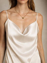 [Beige] SilkSilky-SE Spaghetti Strap Cowl Neck Cami Toppar 004