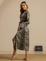 [Leopard] SilkSilky-SE Lång Ärm Dam Morgonrock 003