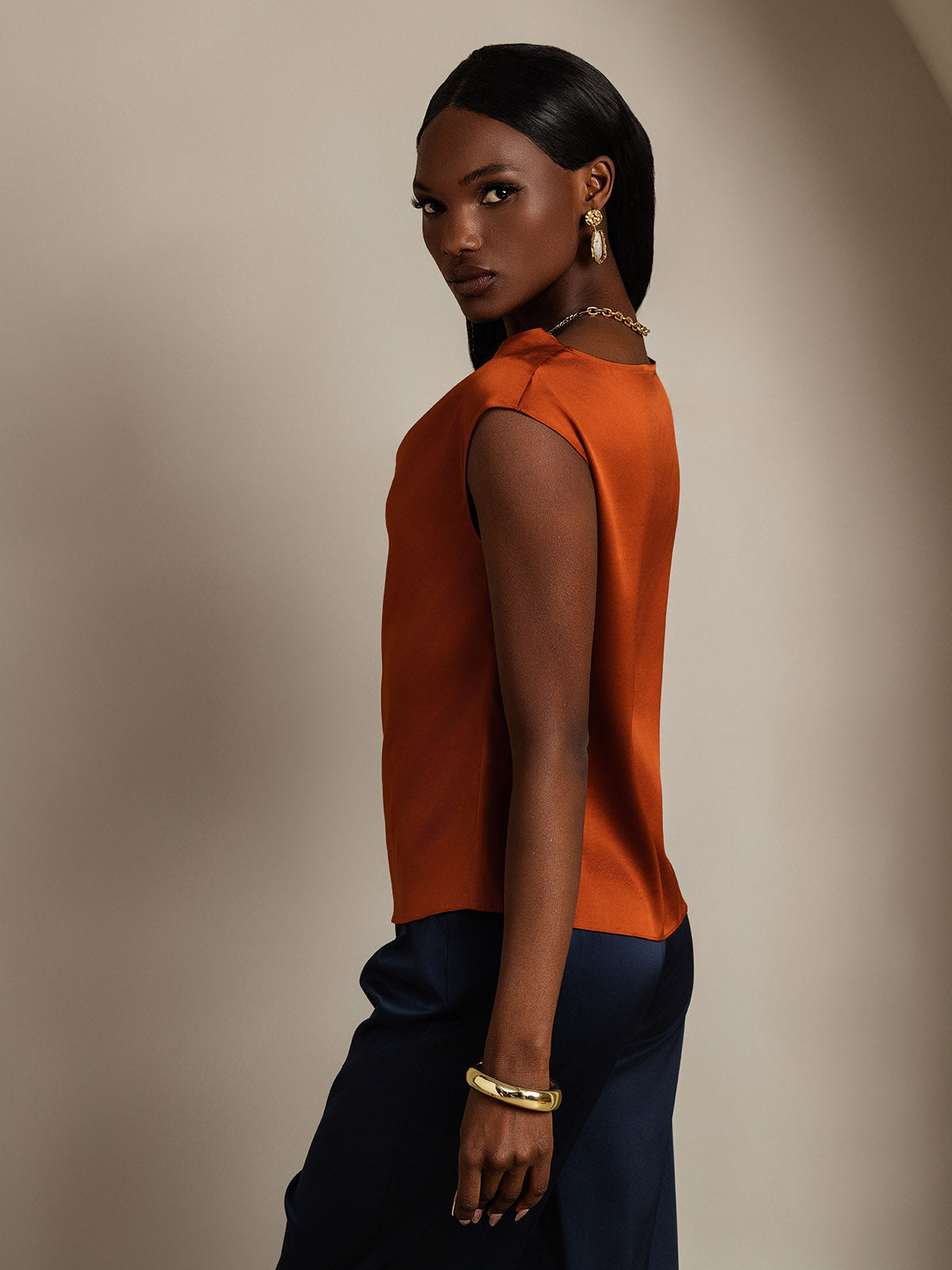 [Kola] SilkSilky-SE 19Momme Silke Ärmlös Womens T-Shirt 004