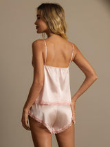 [Ljusrosa] SilkSilky-SE Spaghetti Strap V Neck Camisole Set 002