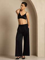 [Svart] SilkSilky-SE 19Momme Womens Pants 001