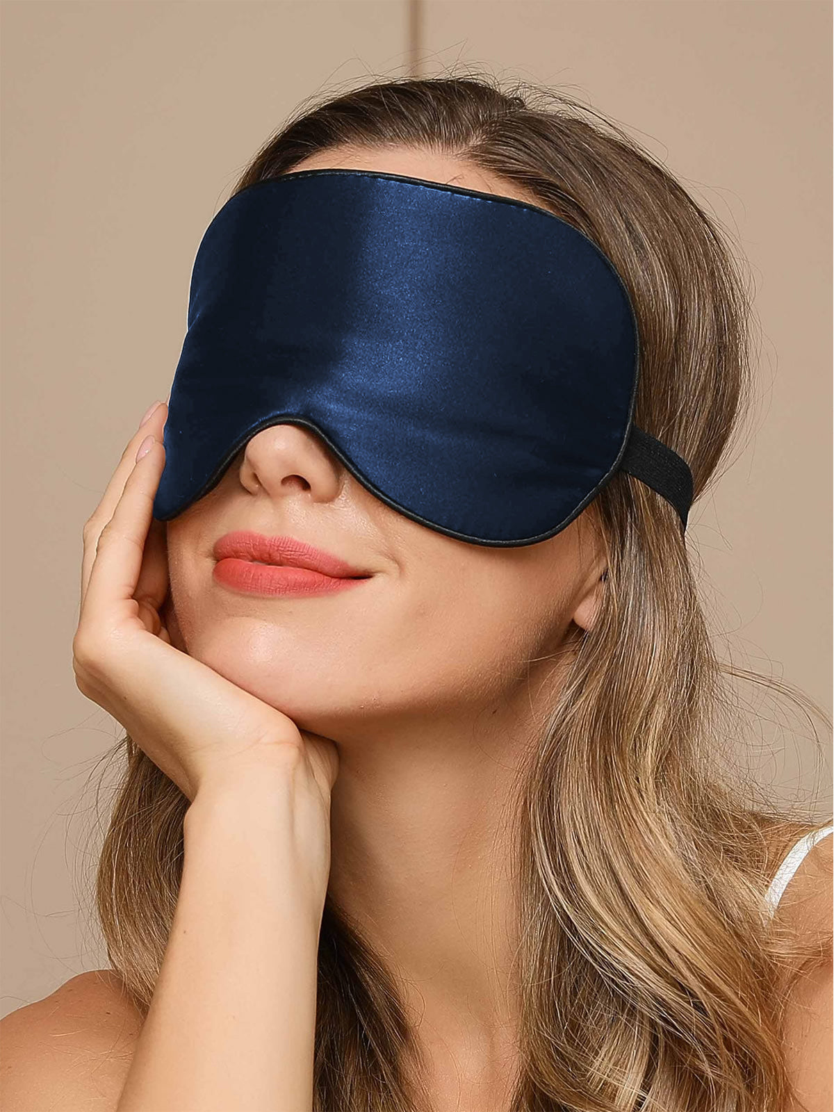 [Mörkblå] SilkSilky-SE 19Momme Rent Silke Eye Mask 002