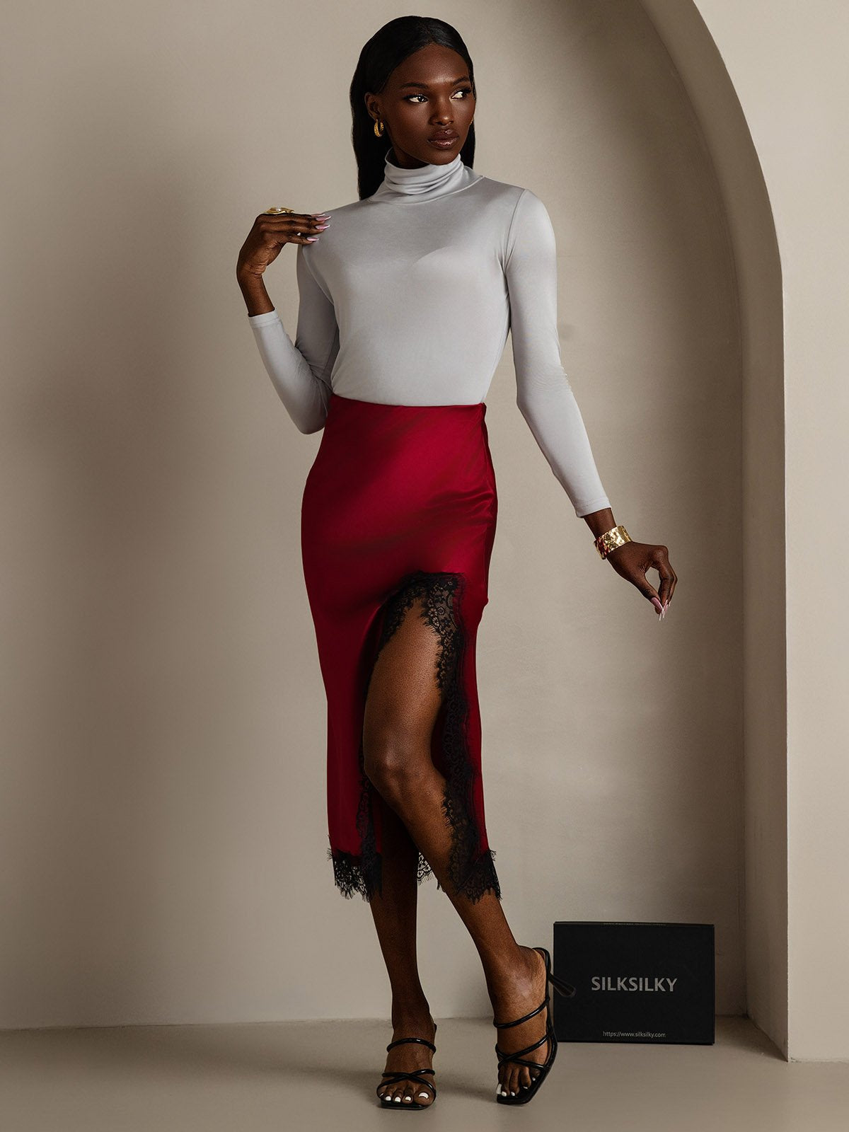 [Ljusgrå] SilkSilky-SE Lång Ärm Polotröja Dam T-Shirt 005