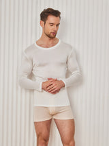 [Vit] SilkSilky-SE Long Sleeve Round Neck Herr T-Shirt 001