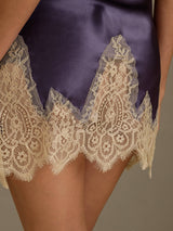 [Lila Grå] SilkSilky-SE Spaghetti Strap V Neck Nattlinne 007