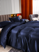 [Mörkblå] SilkSilky-SE 22Momme Rent Silke Bedding Set 005,