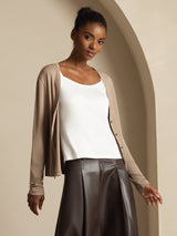 [Tan] SilkSilky-SE Long Sleeve Dam Cardigan 003